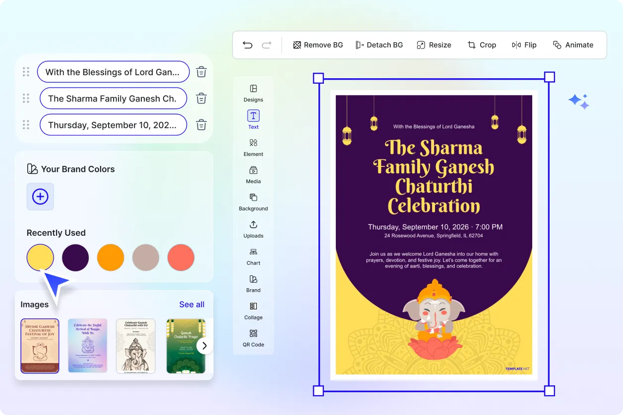 Free AI Ganesh Chaturthi Invitation Generator, Free Online Festival Invitation Maker